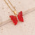 Fairy Style Butterfly Stainless Steel Necklace Inlay Crystal Stainless Steel Necklaces 1 Piece