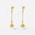 Fashion 18k Gold Long Small Golden Balls Stainless Steel Eardrops Earrings