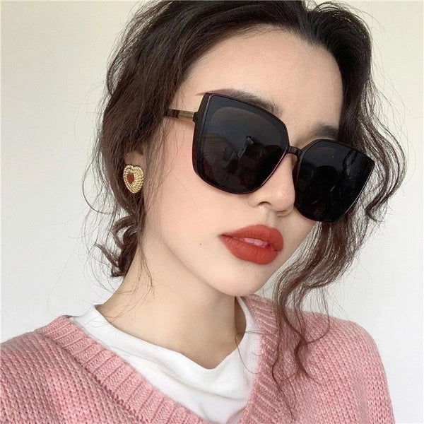 Fashion Box Large Face Sunglasses Women Retro Glasses Wild Sunglasses