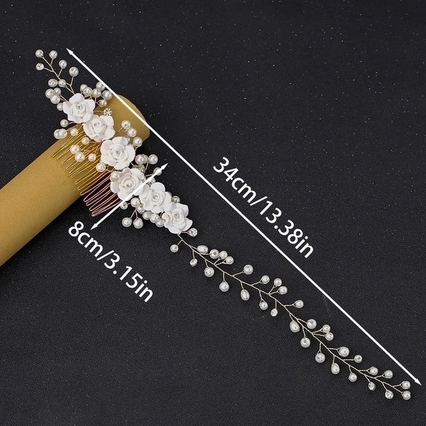 Fashion Bridal Handmade Pearl Flower Soft  Flower Hair Comb