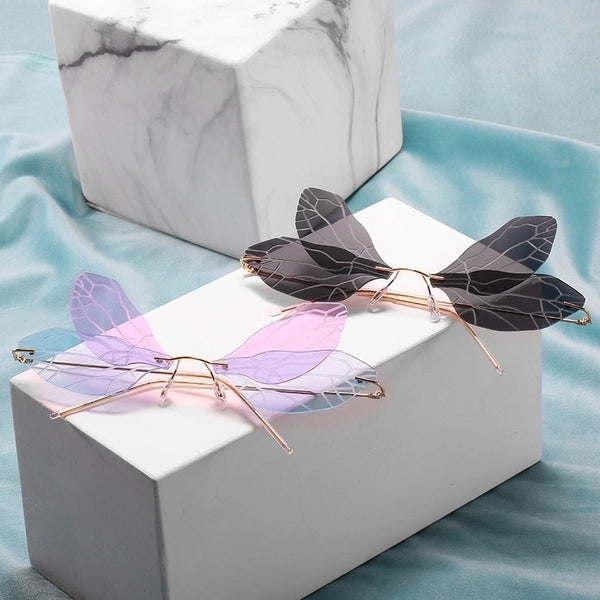 Fashion Butterfly Pc Butterfly Frame Frameless Women's Sunglasses