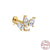 Fashion Butterfly Sterling Silver Inlay Artificial Diamond Ear Studs 1 Piece