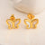 Fashion Butterfly Titanium Steel Plating Inlay Shell Ear Studs 1 Pair