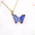 Fashion Butterfly Titanium Steel Plating Zircon Pendant Necklace