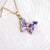 Fashion Butterfly Titanium Steel Plating Zircon Pendant Necklace