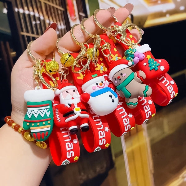 Fashion Christmas Tree Letter Soft Glue Patchwork Christmas Women'S Keychain