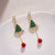 Fashion Christmas Tree Snowman Snowflake Alloy Enamel Rhinestones Women's Drop Earrings Ear Studs 1 Pair