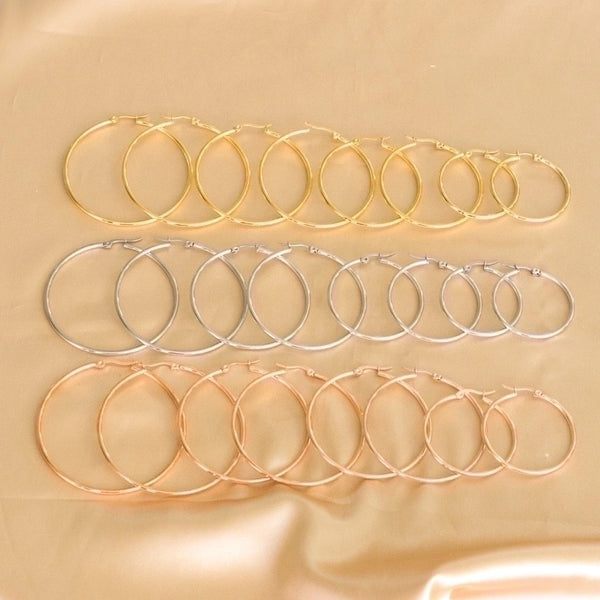 Fashion Circle Stainless Steel Plating Earrings 1 Pair