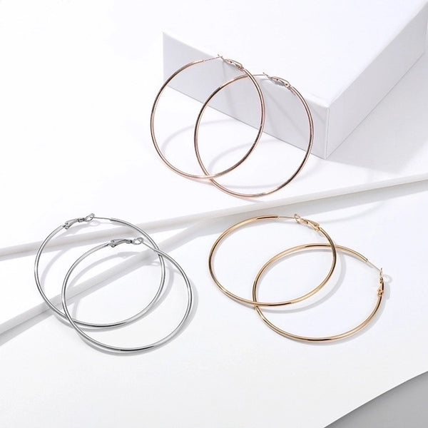 Fashion Circle Stainless Steel Plating Hoop Earrings 1 Pair