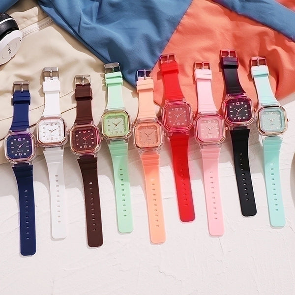 Fashion Color Block Buckle Quartz Women's Watches