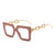 Fashion Color Block Leopard Chains Print Pc Square Full Frame Optical Glasses