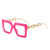 Fashion Color Block Leopard Chains Print Pc Square Full Frame Optical Glasses