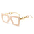 Fashion Color Block Leopard Chains Print Pc Square Full Frame Optical Glasses