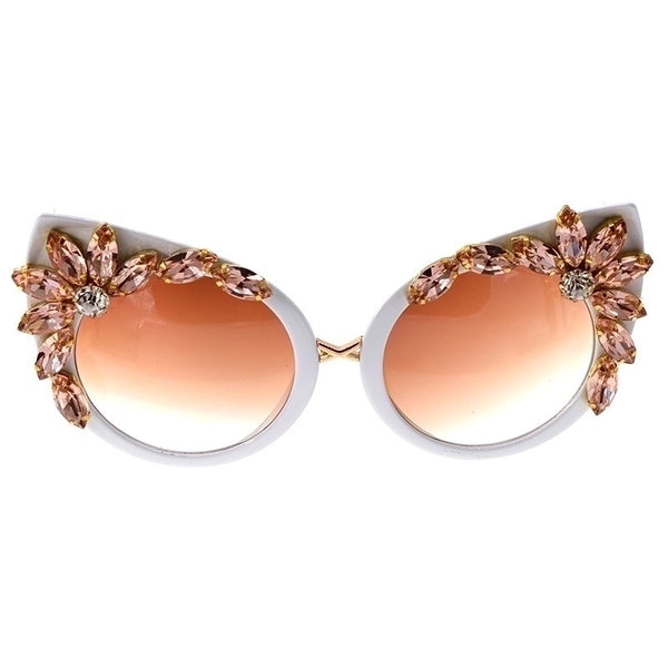 Fashion Color Diamond-studded Cat Eye-shaped Sunglasses Wholesale