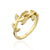 Fashion Copper 18k Gold Zircon Leaf Geometric Shape Open Ring Female