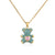 Fashion Copper Micro-inlaid Color Zirconium Turquoise Heart Bear Pendant Necklace