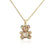 Fashion Copper Micro-inlaid Color Zirconium Turquoise Heart Bear Pendant Necklace