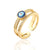 Fashion Copper Plating 18k Gold Zircon Dripping Devil's Eye Geometric Open Ring Female New