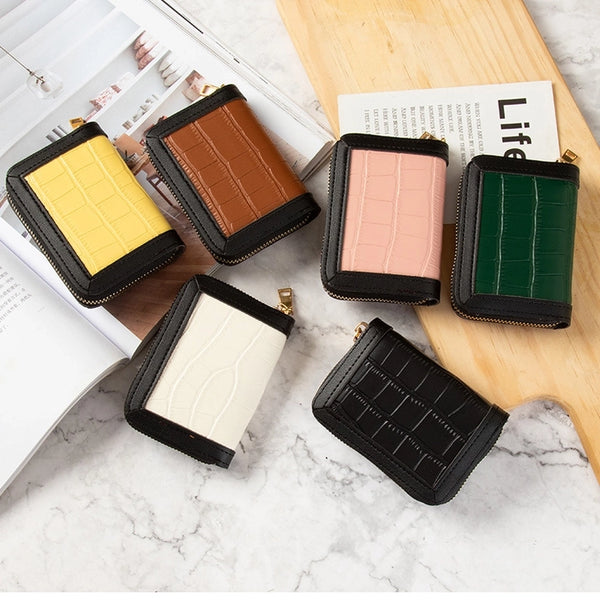 Fashion Crocodile Square Zipper Small Wallet