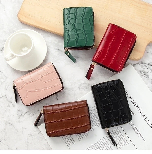 Fashion Crocodile Square Zipper Small Wallet