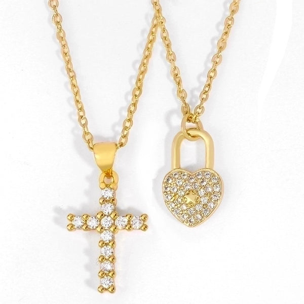 Fashion Cross 18k Gold Plated Necklace In Bulk