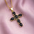 Fashion Cross Copper 18k Gold Plated Zircon Pendant Necklace In Bulk