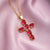 Fashion Cross Copper 18k Gold Plated Zircon Pendant Necklace In Bulk