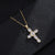 Fashion Cross Copper 18k Gold Plated Zircon Pendant Necklace In Bulk