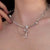 Fashion Cross Titanium Steel Necklace Inlay Glass Stainless Steel Necklaces