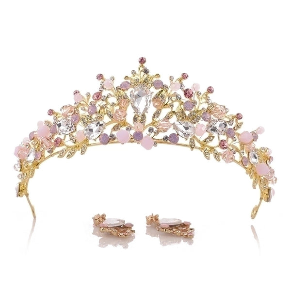 Fashion Crown Alloy Inlay Crystal Rhinestones Crown 1 Set