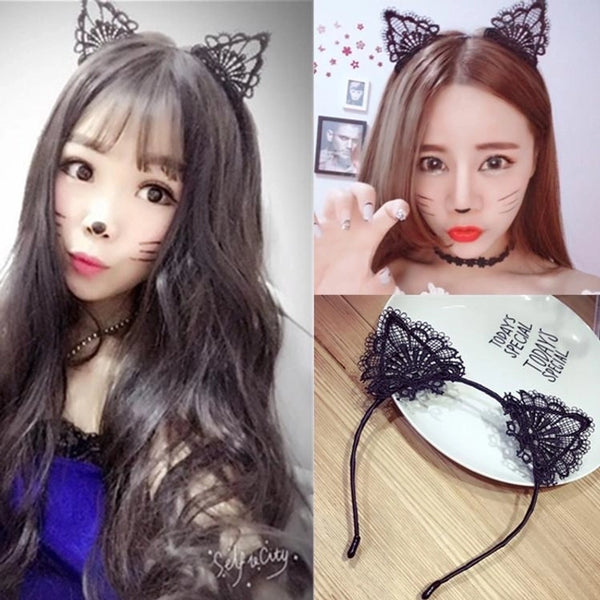 Fashion Cute Lace Cat Ears Headband Nhsm143316