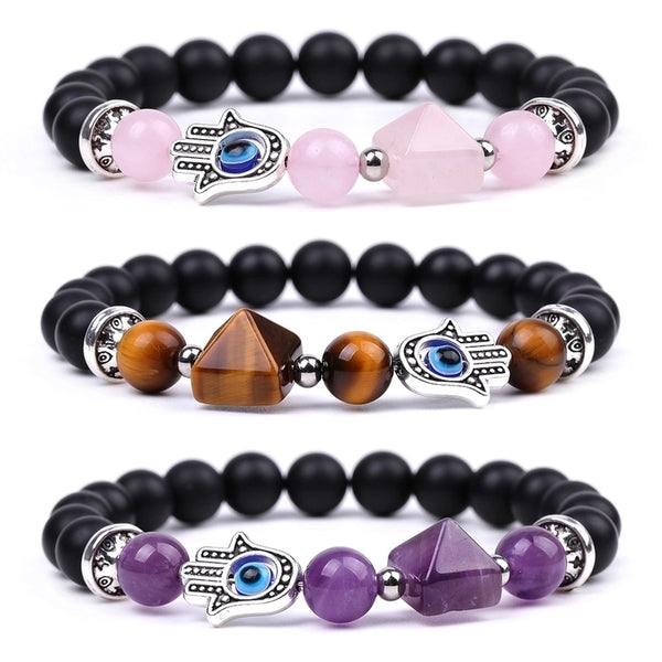 Fashion Devil's Eye Palm Artificial Crystal Stone Irregular Beaded Polishing Bracelets 1 Piece