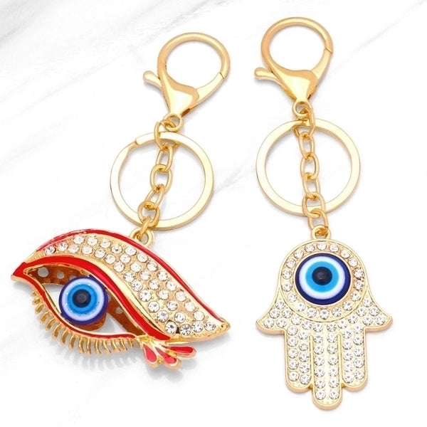 Fashion Devil's Eye Palm Metal Rhinestones Unisex Keychain