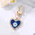 Fashion Diamond Drop Oil Heart-shaped Blue Eyes Keychain