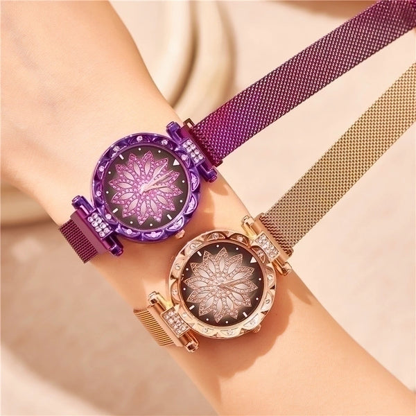 Fashion Diamonds Come To Work Quartz Bracelet Watch Starry Sky Female Watch Magnetite Magnet Milan Mesh Belt Watch Female