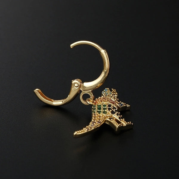 Fashion Dinosaur Copper Inlay Zircon Drop Earrings 1 Piece