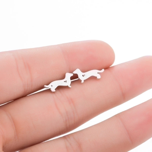 Fashion Dog Stainless Steel Earrings Ear Studs Plating No Inlaid Stainless Steel Earrings