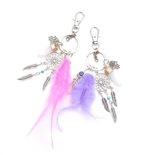 Fashion Dreamcatcher Feather Metal Unisex Bag Pendant Keychain