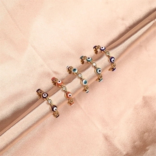 Fashion Drops Oil Blue Eyes Zircon Copper Open Ring Wholesale