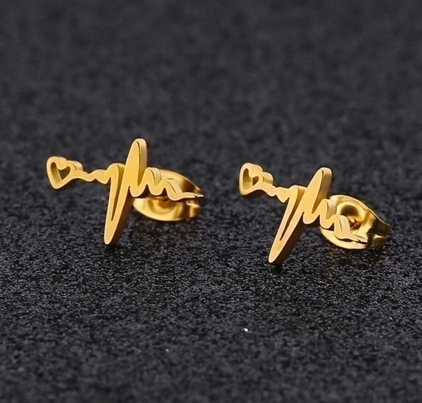 Fashion Electrocardiogram Stainless Steel Ear Studs 1 Pair