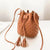 Fashion Embossed Double Tassel Bucket New Crossbody Shoulder Bag