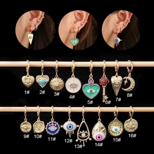 Fashion Ethnic Color Dripping Oil Piercing Earrings