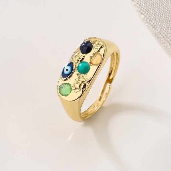 Fashion Eye Copper Enamel Zircon Open Ring 1 Piece