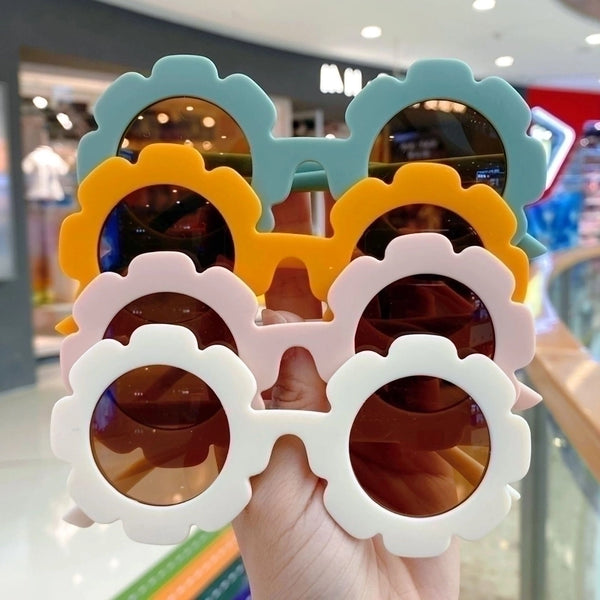 Fashion Flower Ac Round Frame Full Frame Kids Sunglasses