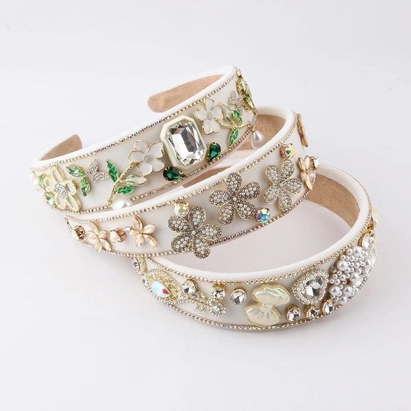 Fashion Flower Alloy Inlay Rhinestones Hair Band 1 Piece