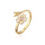 Fashion Flower Butterfly Copper Gold Plated Zircon Open Ring 1 Piece