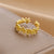 Fashion Flower Copper Plating Zircon Open Ring 1 Piece