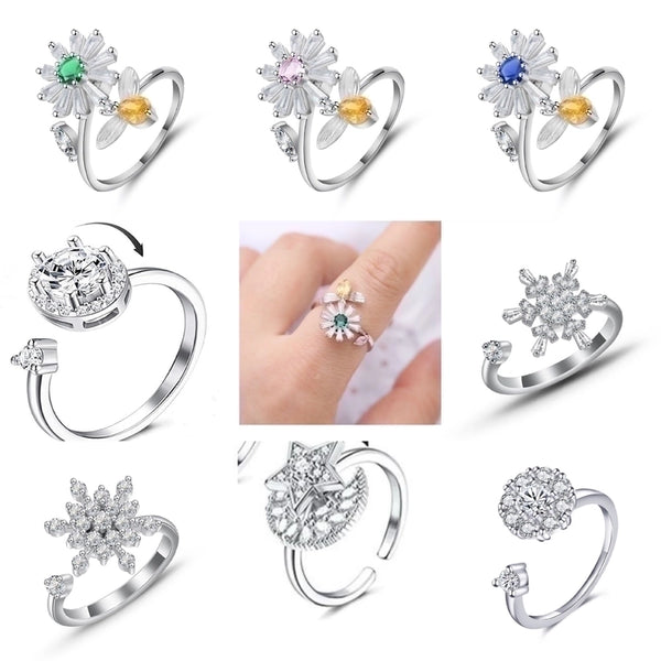 Fashion Flower Copper Plating Zircon Open Ring