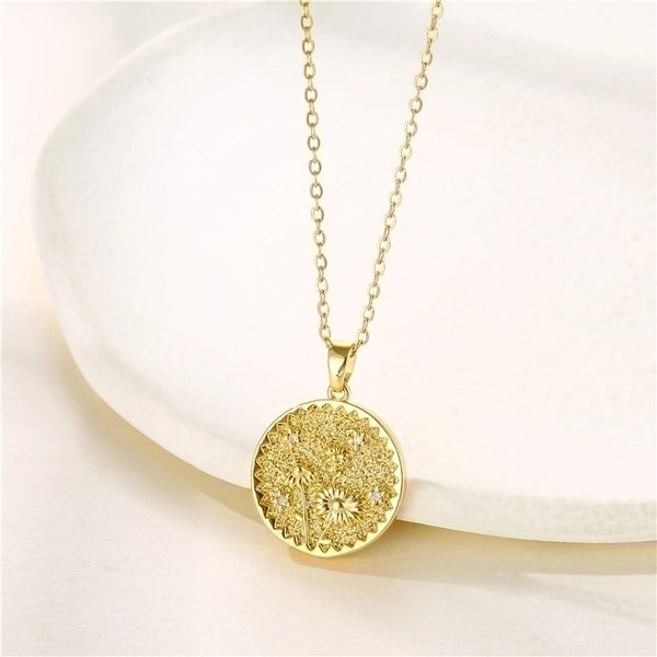 Fashion Flower Lotus Chrysanthemum Stainless Steel Titanium Steel Plating Inlay Zircon 18k Gold Plated Gold Plated Pendant Necklace