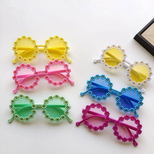 Fashion Flower Pc Round Frame Patchwork Full Frame Kids Sunglasses